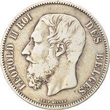 Münze, Belgien, Leopold II, 5 Francs, 5 Frank, 1869, S+, Silber, KM:24