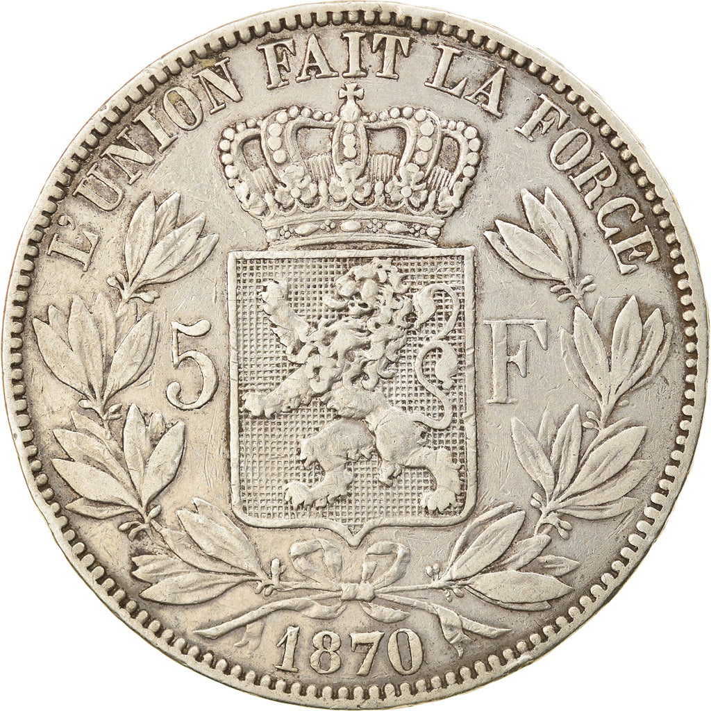 Coin, Belgium, Leopold II, 5 Francs, 5 Frank, 1870, EF(40-45), Silver, KM:24