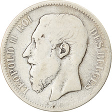 Moneta, Belgio, Leopold II, 2 Francs, 2 Frank, 1868, MB, Argento, KM:30.1