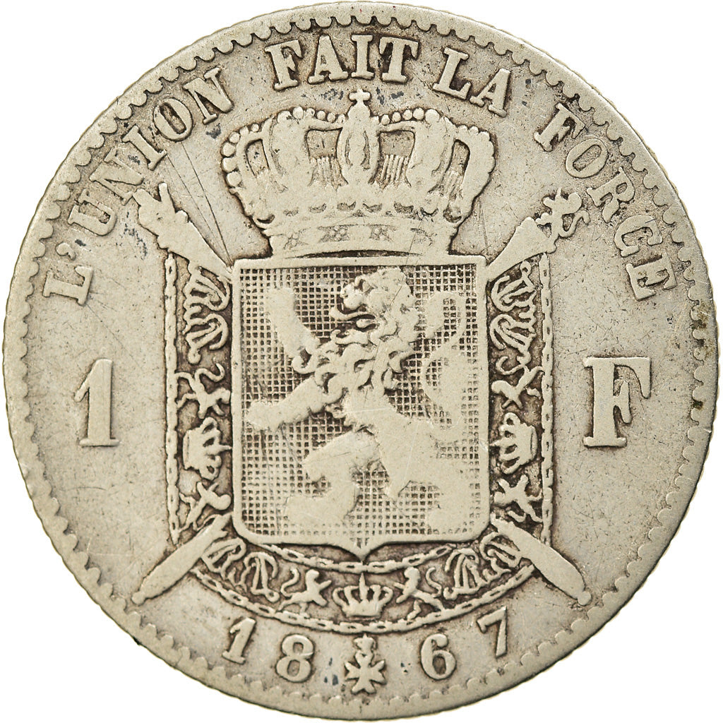 Coin, Belgium, Leopold II, Franc, 1867, VF(20-25), Silver, KM:28.1