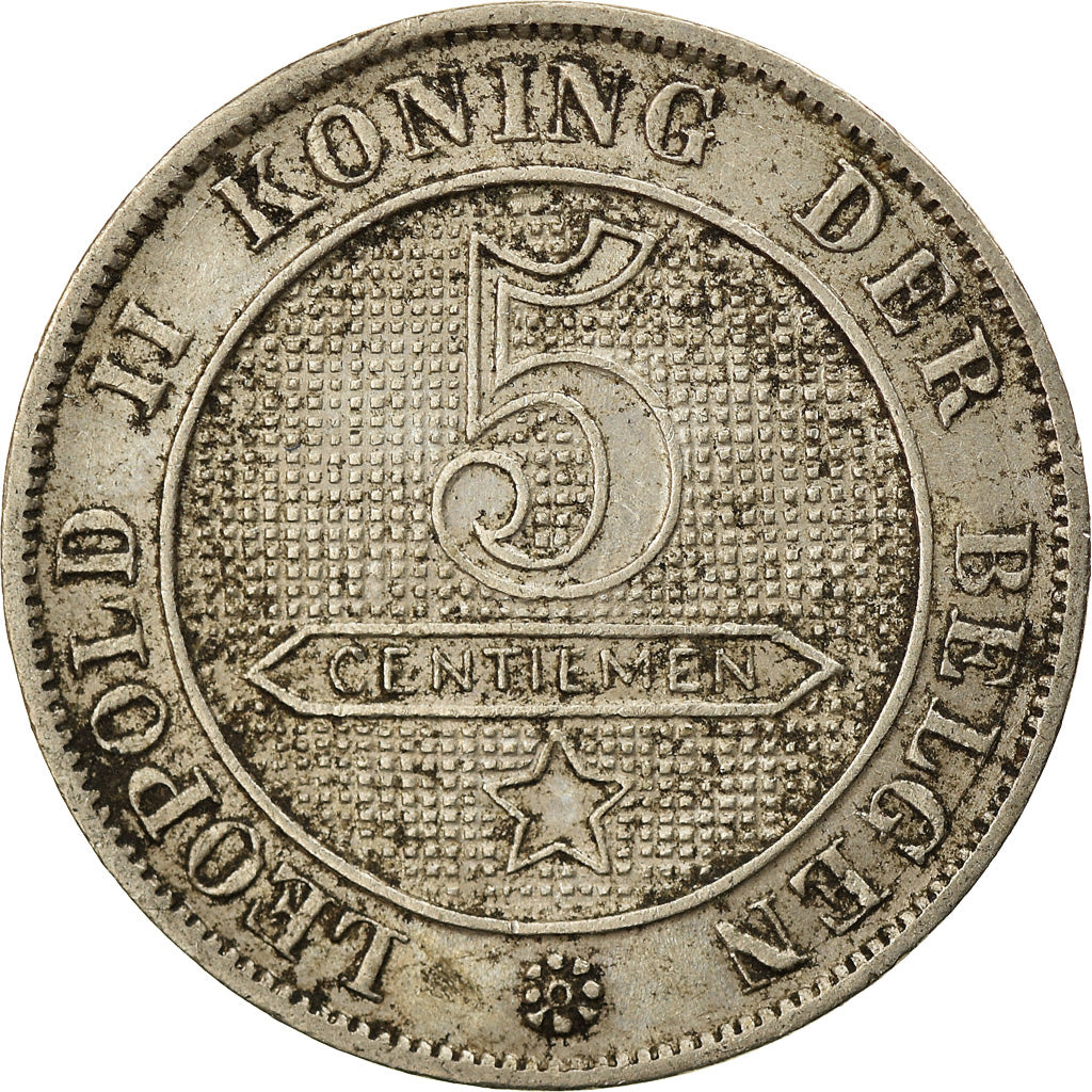 Coin, Belgium, Leopold II, 5 Centimes, 1895, EF(40-45), Copper-nickel, KM:41