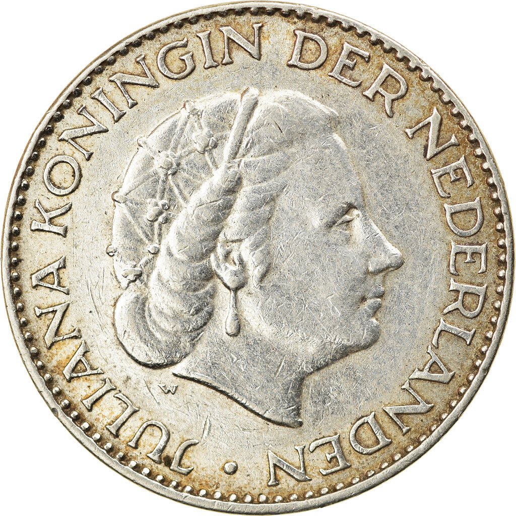 Coin, Netherlands, Juliana, Gulden, 1954, VF(20-25), Silver, KM:184