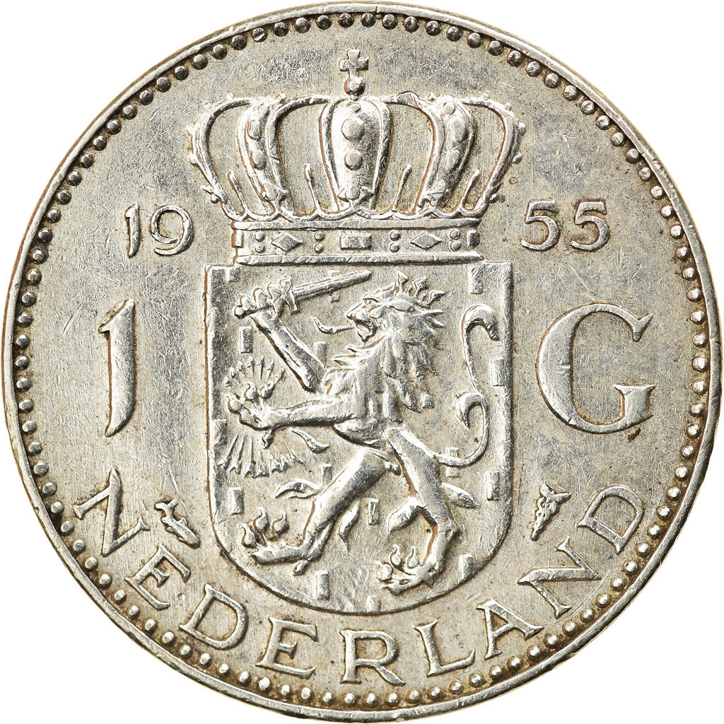 Coin, Netherlands, Juliana, Gulden, 1954, VF(20-25), Silver, KM:184