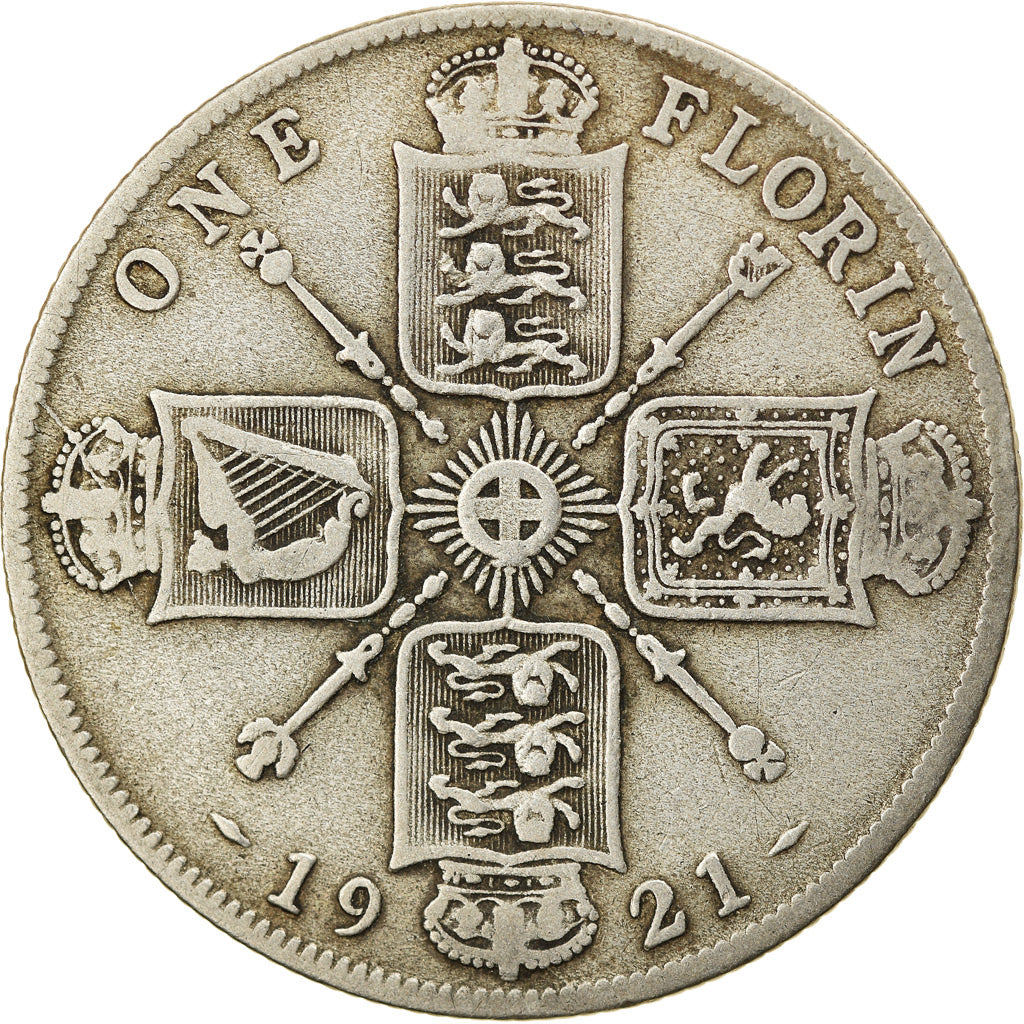 Coin, Great Britain, George V, Florin, Two Shillings, 1921, VF(20-25), Silver