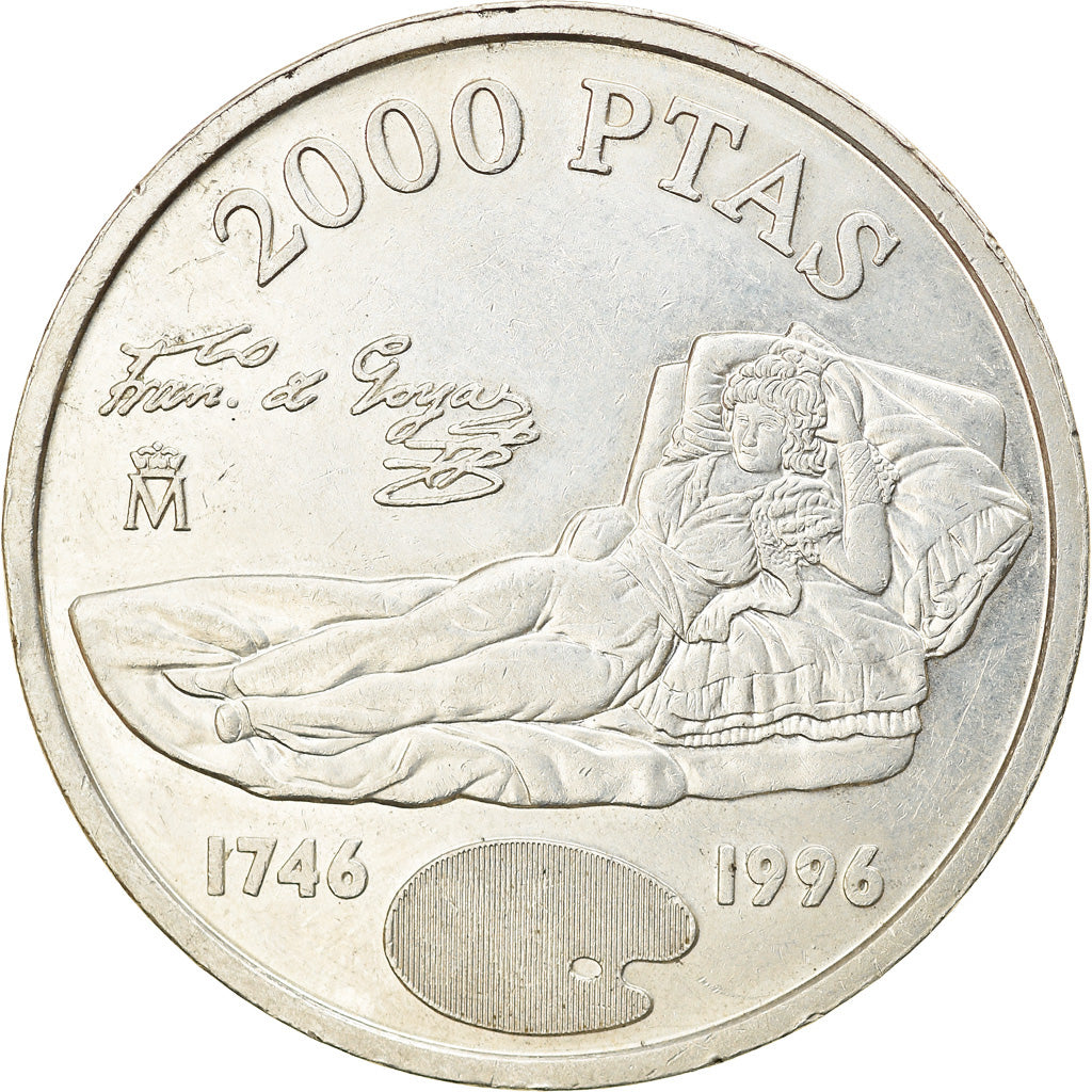 Moneta, Spagna, Juan Carlos I, Goya, 2000 Pesetas, 1996, SPL-, Argento, KM:968