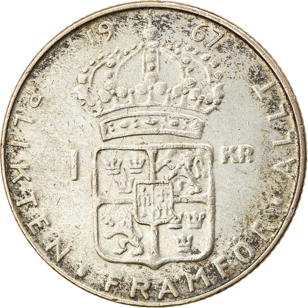 Coin, Sweden, Gustaf VI, Krona, 1967, EF(40-45), Silver, KM:826