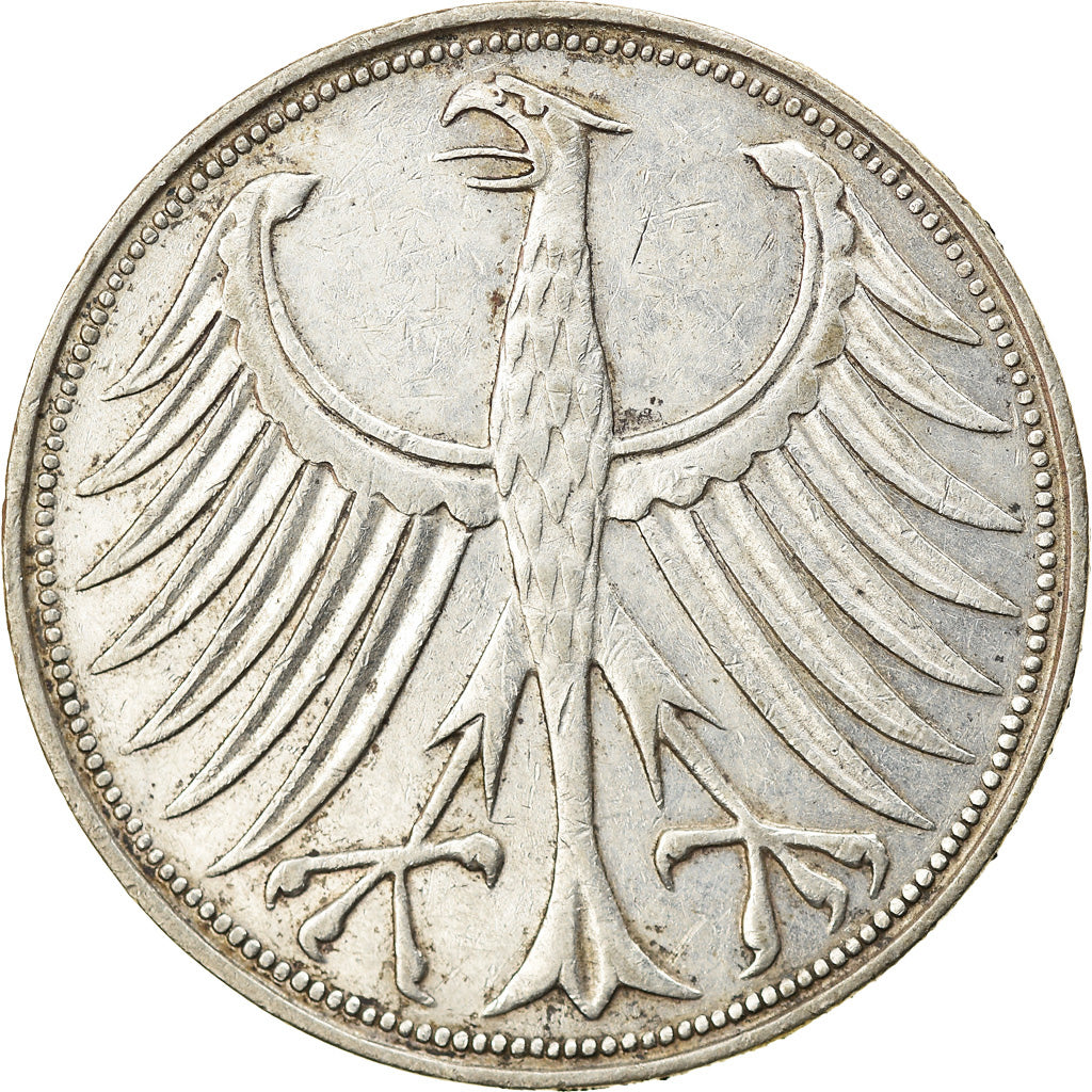 Coin, GERMANY - FEDERAL REPUBLIC, 5 Mark, 1956, Munich, EF(40-45), Silver