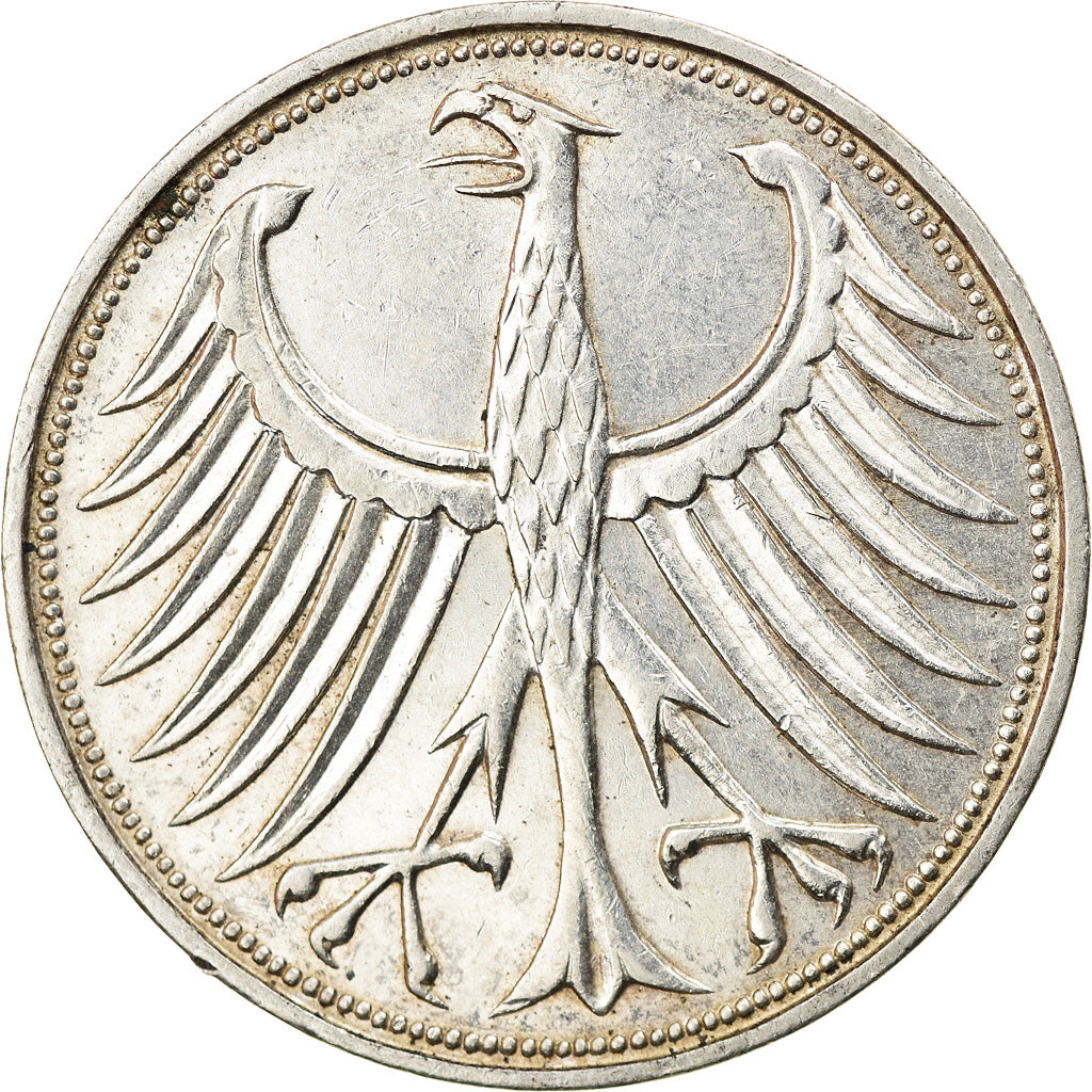 Coin, GERMANY - FEDERAL REPUBLIC, 5 Mark, 1958, Munich, EF(40-45), Silver