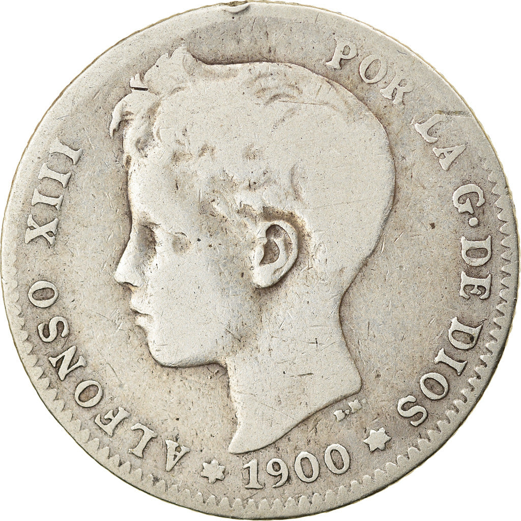 Coin, Spain, Alfonso XIII, Peseta, 1900, VF(20-25), Silver, KM:706