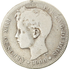 Moeda, Espanha, Alfonso XIII, Peseta, 1900, VF(20-25), Prata, KM:706