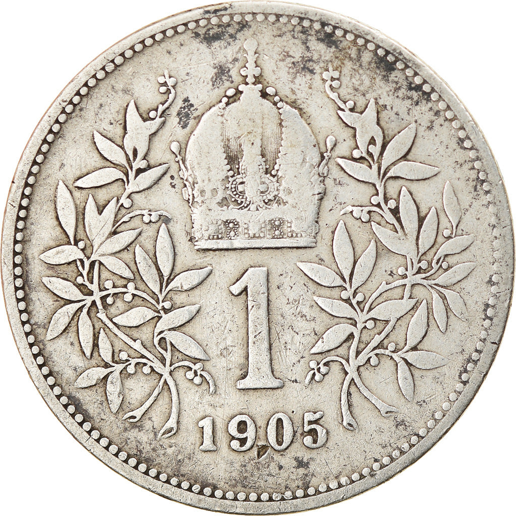 Moneda, Austria, Franz Joseph I, Corona, 1905, BC+, Plata, KM:2804
