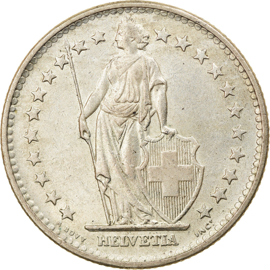 Coin, Switzerland, 2 Francs, 1965, Bern, AU(50-53), Silver, KM:21