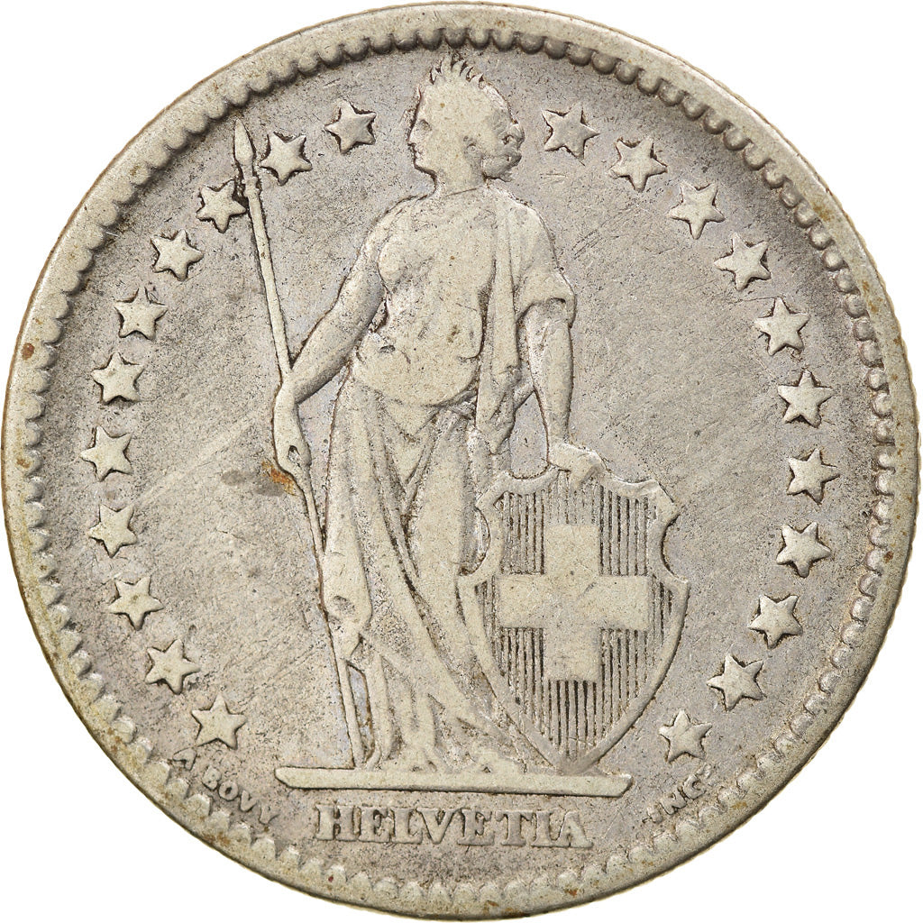 Coin, Switzerland, 2 Francs, 1878, Bern, VF(30-35), Silver, KM:21