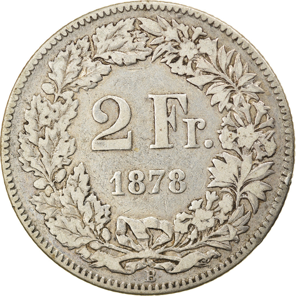 Coin, Switzerland, 2 Francs, 1878, Bern, VF(30-35), Silver, KM:21
