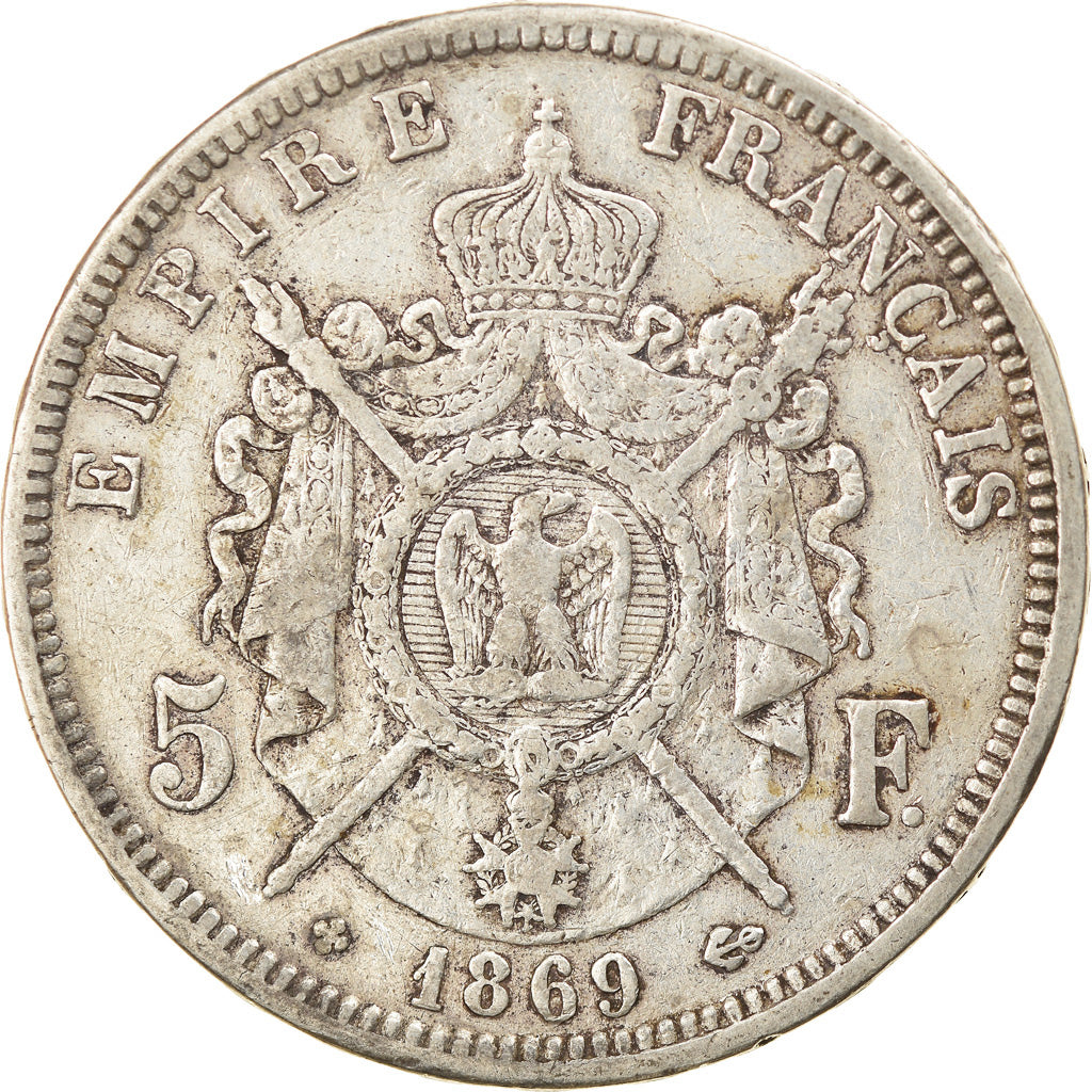 Coin, France, Napoléon III, 5 Francs, 1869, Strasbourg, EF(40-45), Silver