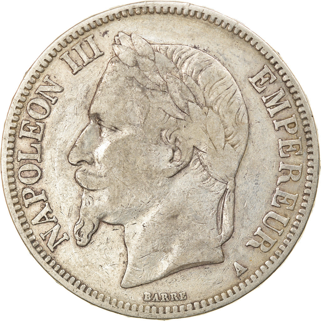 Moneta, Francja, Napoleon III, Napoléon III, 5 Francs, 1868, Paris, VF(30-35)