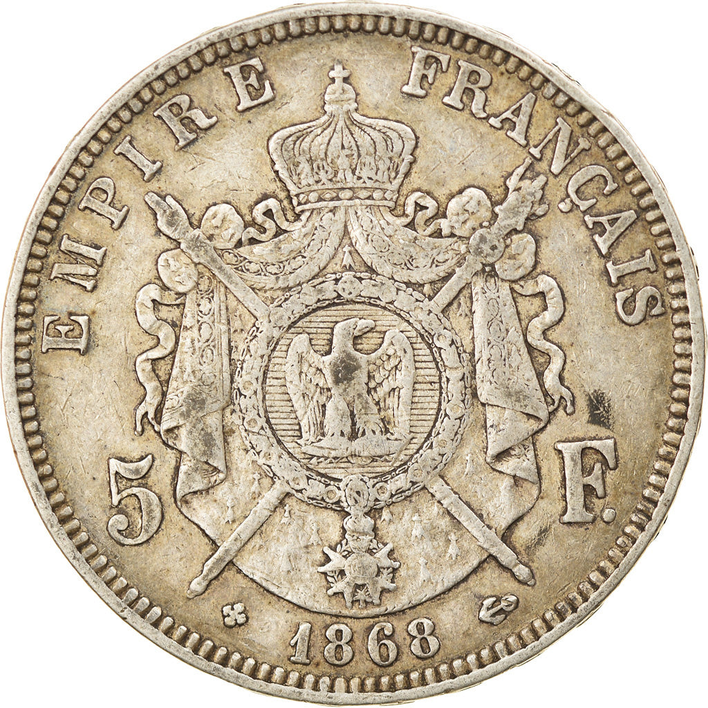 Coin, France, Napoléon III, 5 Francs, 1868, Strasbourg, EF(40-45), Silver