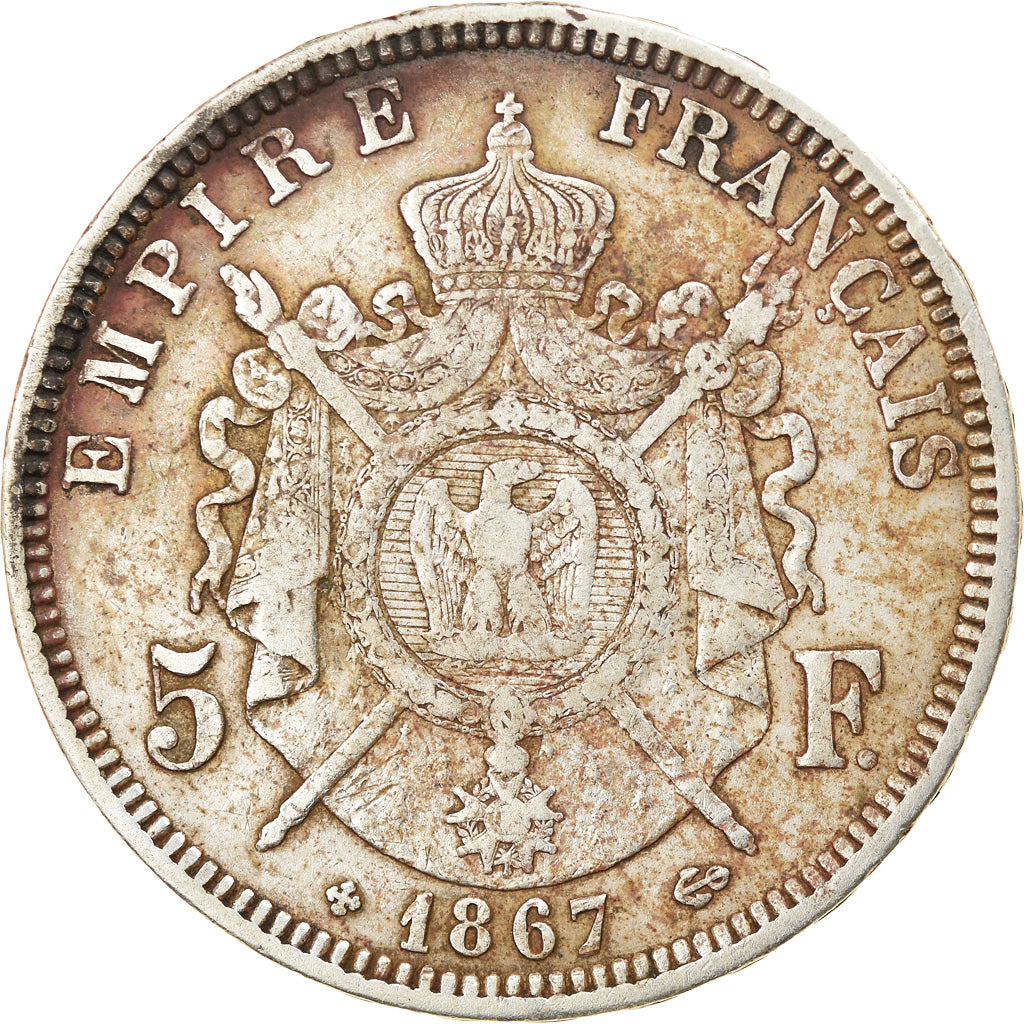 Coin, France, Napoléon III, 5 Francs, 1867, Strasbourg, VF(30-35), Silver