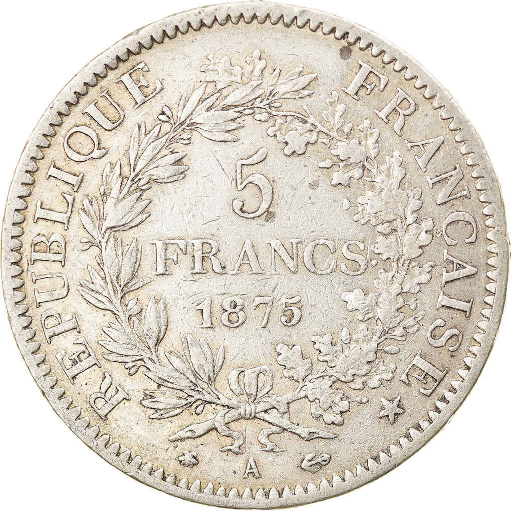 Coin, France, Hercule, 5 Francs, 1875, Paris, VF(30-35), Silver, KM:820.1
