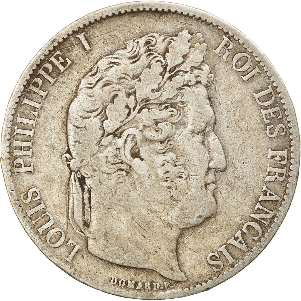Moneda, Francia, Louis-Philippe, 5 Francs, 1847, Strasbourg, BC, Plata, KM:749.3