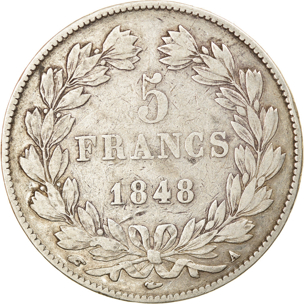 Coin, France, Louis-Philippe, 5 Francs, 1848, Paris, VF(30-35), Silver, KM:749.1