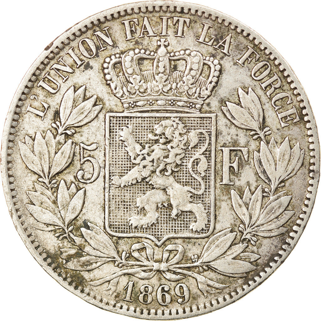 Coin, Belgium, Leopold II, 5 Francs, 5 Frank, 1869, EF(40-45), Silver, KM:24