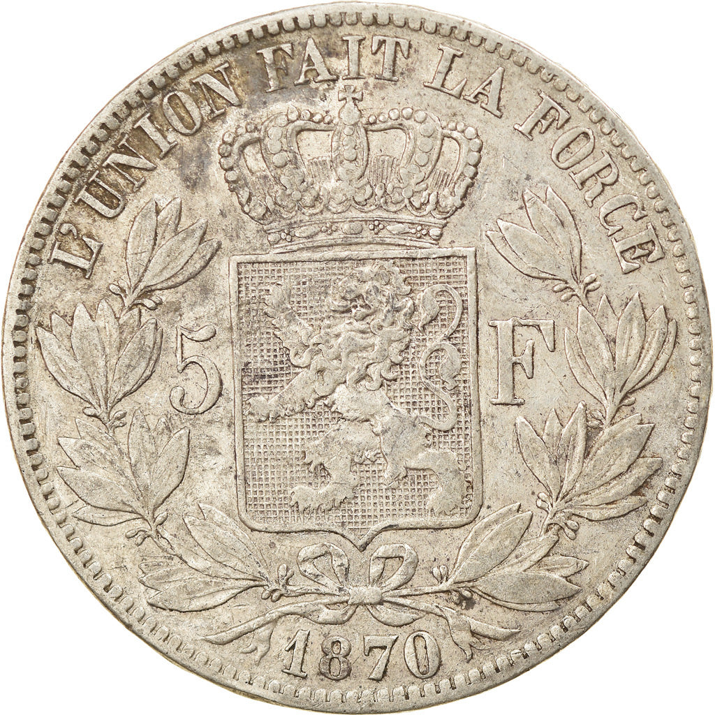 Coin, Belgium, Leopold II, 5 Francs, 5 Frank, 1870, EF(40-45), Silver, KM:24