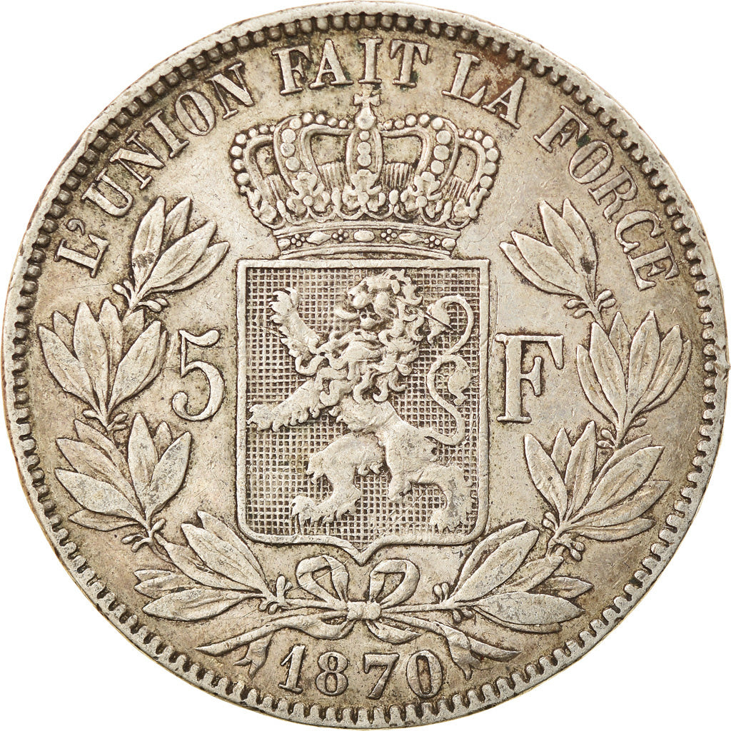 Coin, Belgium, Leopold II, 5 Francs, 5 Frank, 1870, EF(40-45), Silver, KM:24