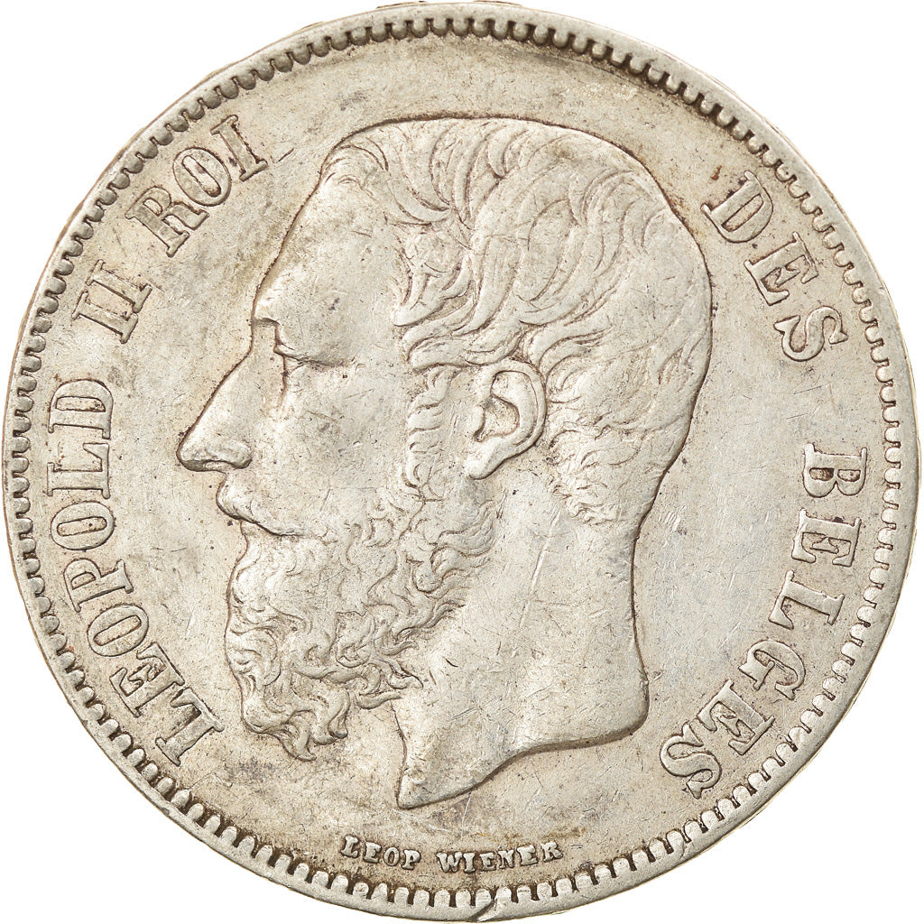 Coin, Belgium, Leopold II, 5 Francs, 5 Frank, 1871, EF(40-45), Silver, KM:24