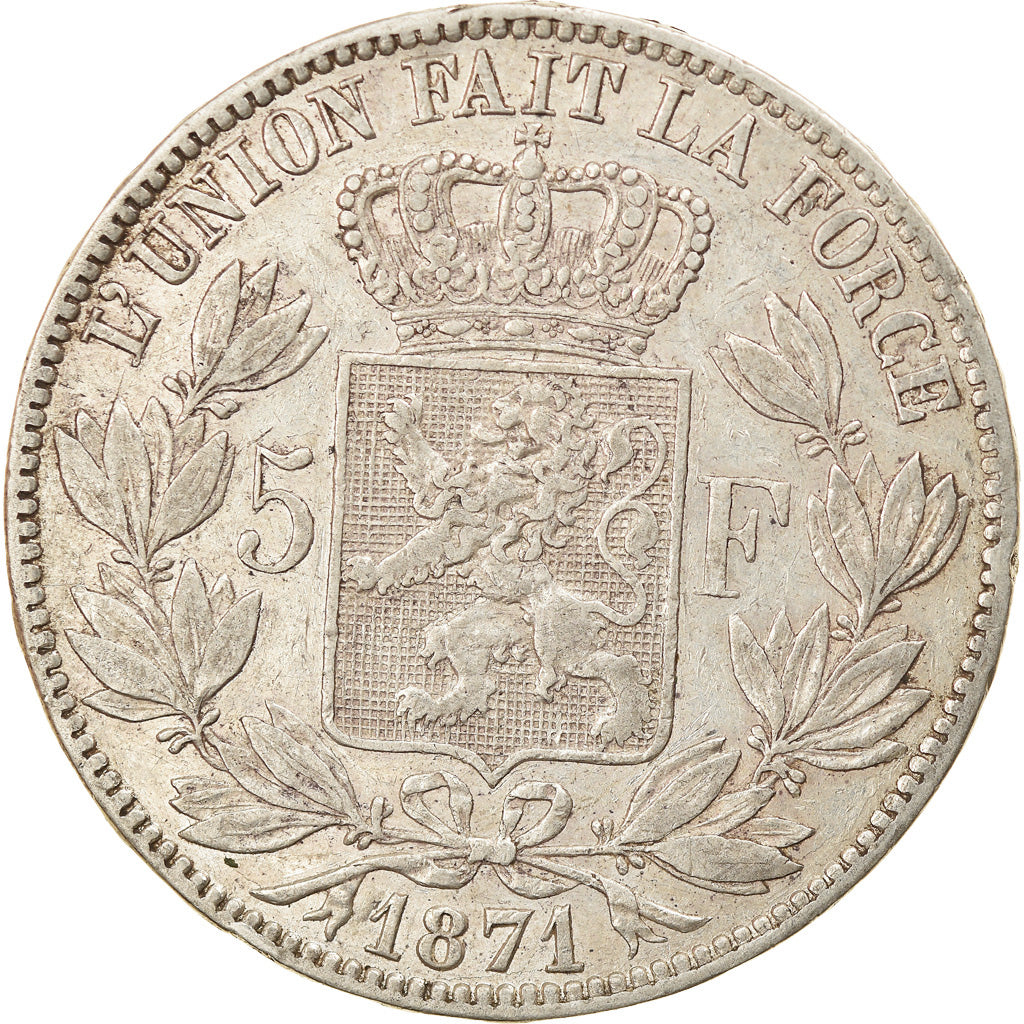 Coin, Belgium, Leopold II, 5 Francs, 5 Frank, 1871, EF(40-45), Silver, KM:24