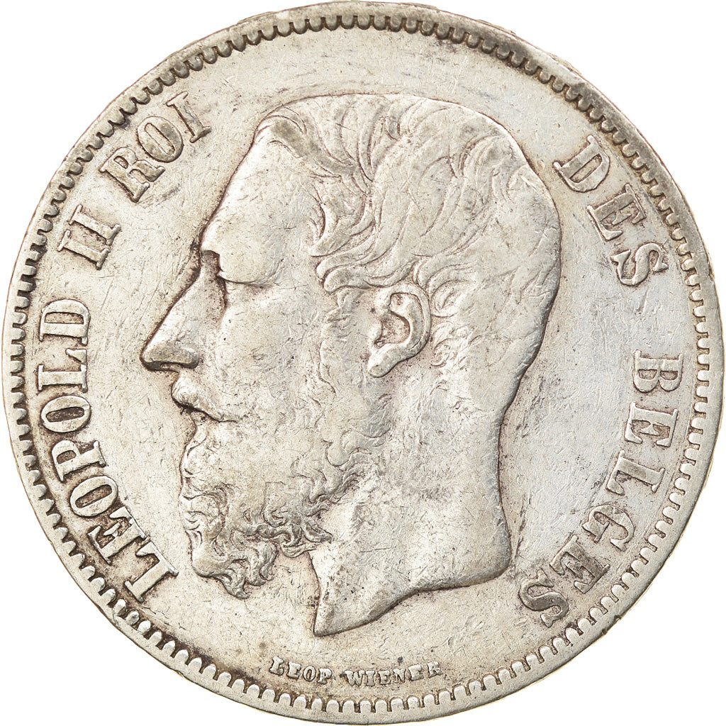 Coin, Belgium, Leopold II, 5 Francs, 5 Frank, 1871, EF(40-45), Silver, KM:24