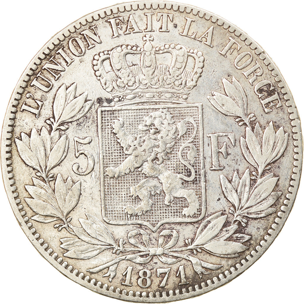 Coin, Belgium, Leopold II, 5 Francs, 5 Frank, 1871, EF(40-45), Silver, KM:24