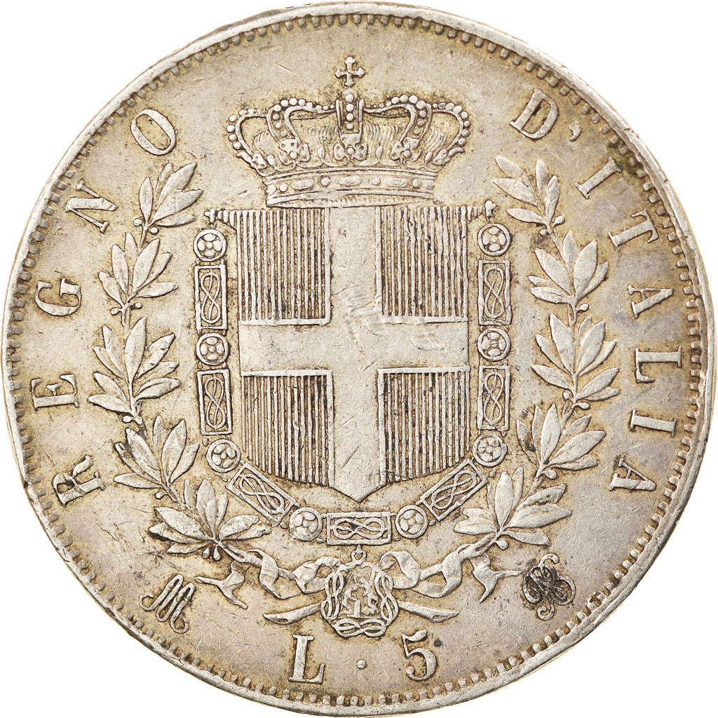 Münze, Italien, Vittorio Emanuele II, 5 Lire, 1873, Milan, SS, Silber, KM:8.3