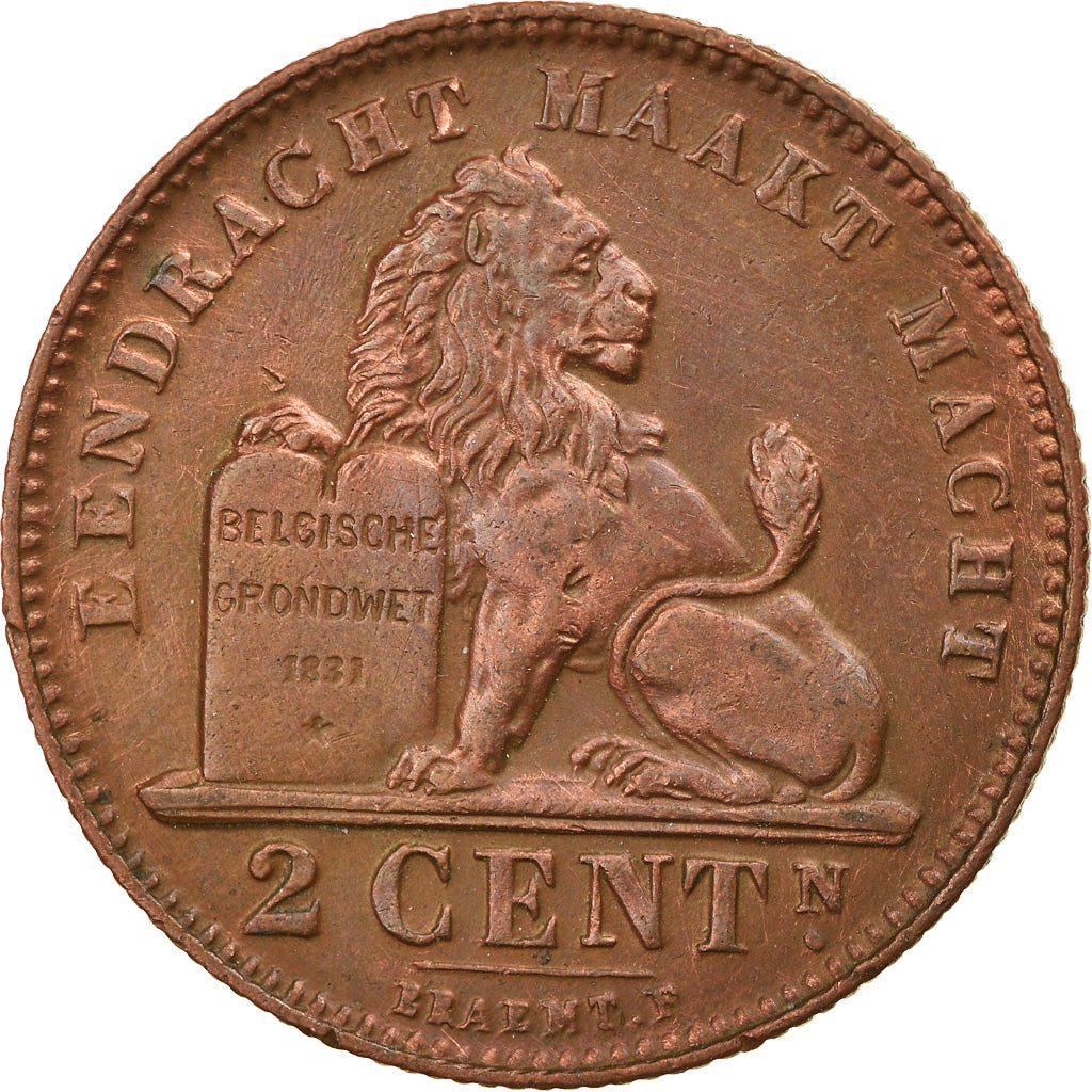 Coin, Belgium, Albert I, 2 Centimes, 1911, AU(50-53), Copper, KM:65