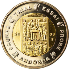 Andorra, medaglia, 2 E, Essai-Trial, 2003, Exonumia, FDC, Bi-metallico