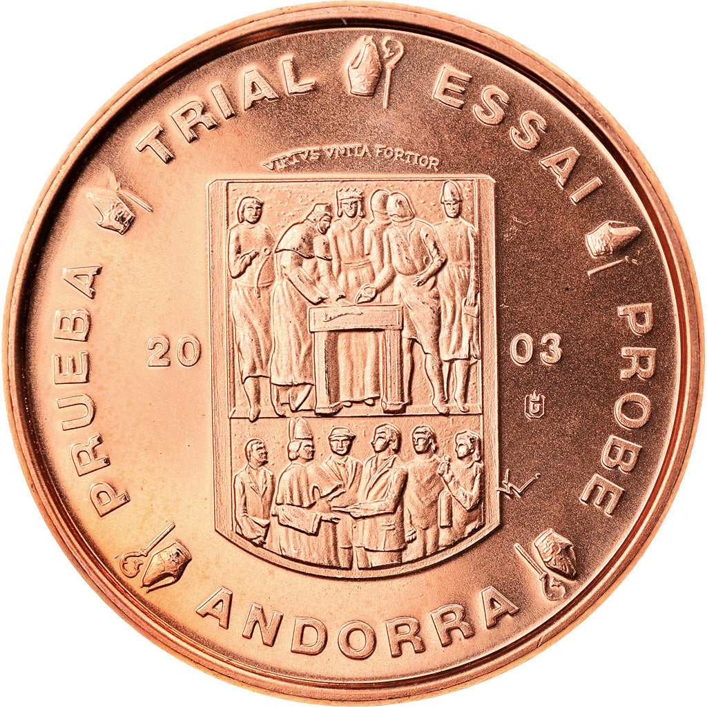 Andorra, Medal, 2 C, Essai Trial, 2003, Exonumia, MS(65-70), Copper