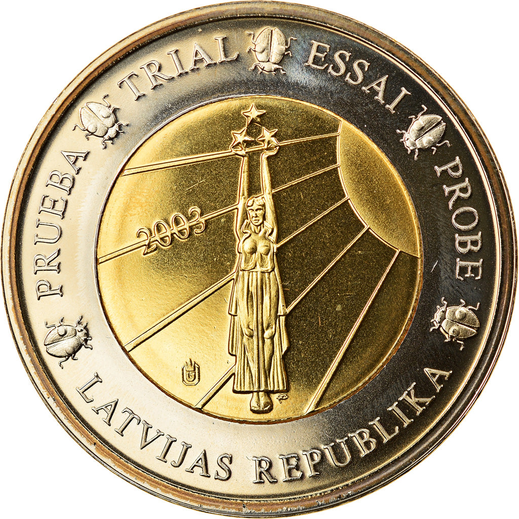 Latvia, Medal, 2 E, Essai-Trial, 2003, Exonumia, MS(65-70), Bi-Metallic