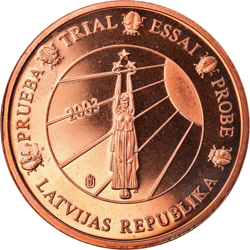 Letónia, Medal, 5 C, Essai-Trial, 2003, Exonumia, MS(65-70), Cobre