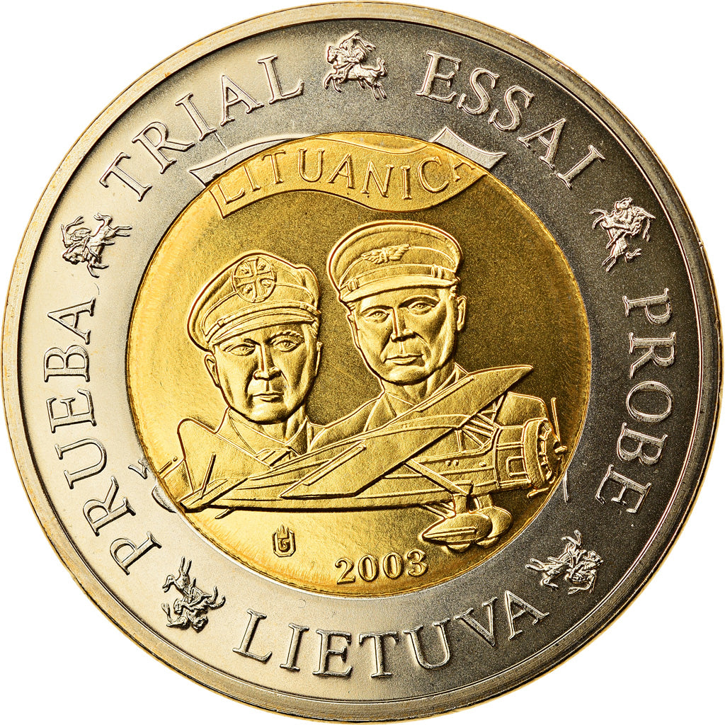 Lithuania, Medal, 2 E, Essai-Trial, 2003, Exonumia, MS(65-70), Bi-Metallic