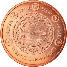 Turquia, Medal, 2 C, Essai Trial, 2003, Exonumia, MS(65-70), Aço Cromado a