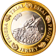 Jersey, Medal, 1 E, Essai-Trial, 2003, Exonumia, MS(65-70), Bi-Metallic