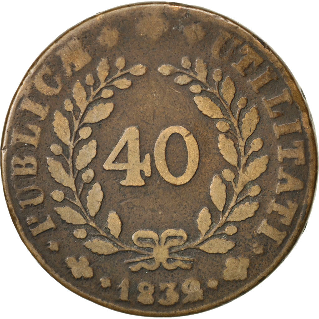 Portogallo, Miguel, 40 Reis, Pataco, 1832, MB, Bronzo, KM:391