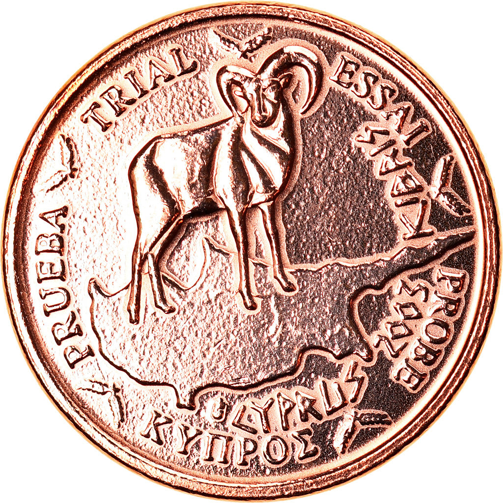 Cyprus, Medal, 1 C, Essai Trial, 2003, Exonumia, AU(55-58), Copper Plated Steel