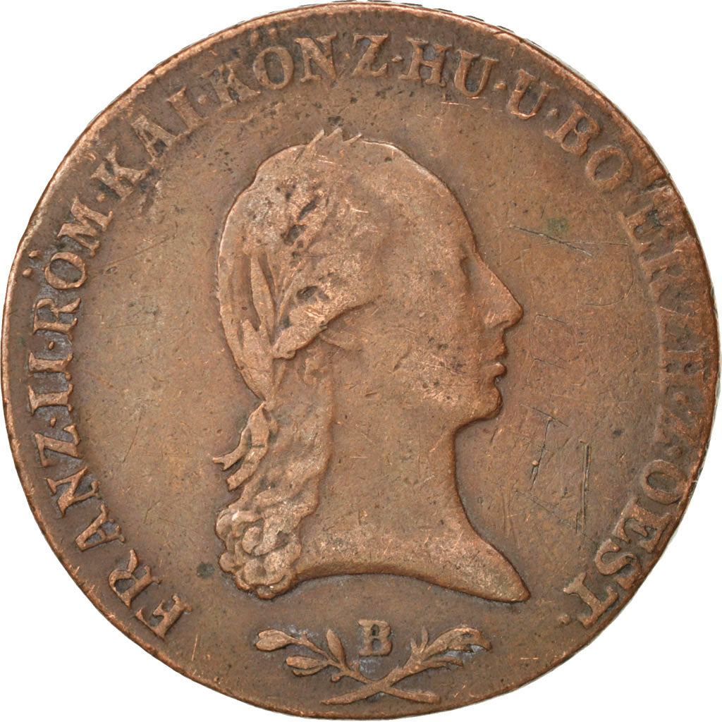 AUSTRIA, 6 Kreuzer, 1800, Kremnitz, KM #2128, VF(30-35), Copper, 12.42