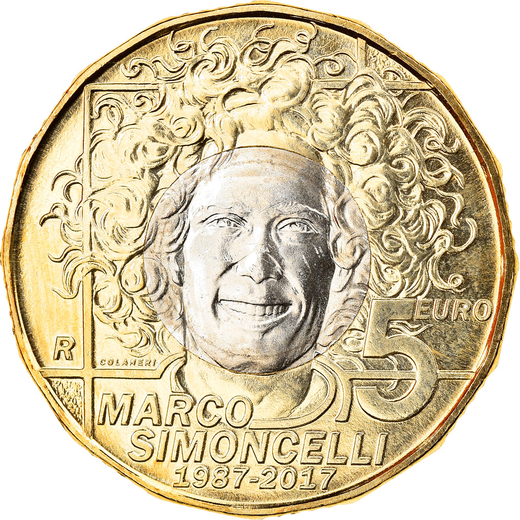 San Marino, 5 Euro, Marco Simoncelli, 2017, SPL, Bi-metallico