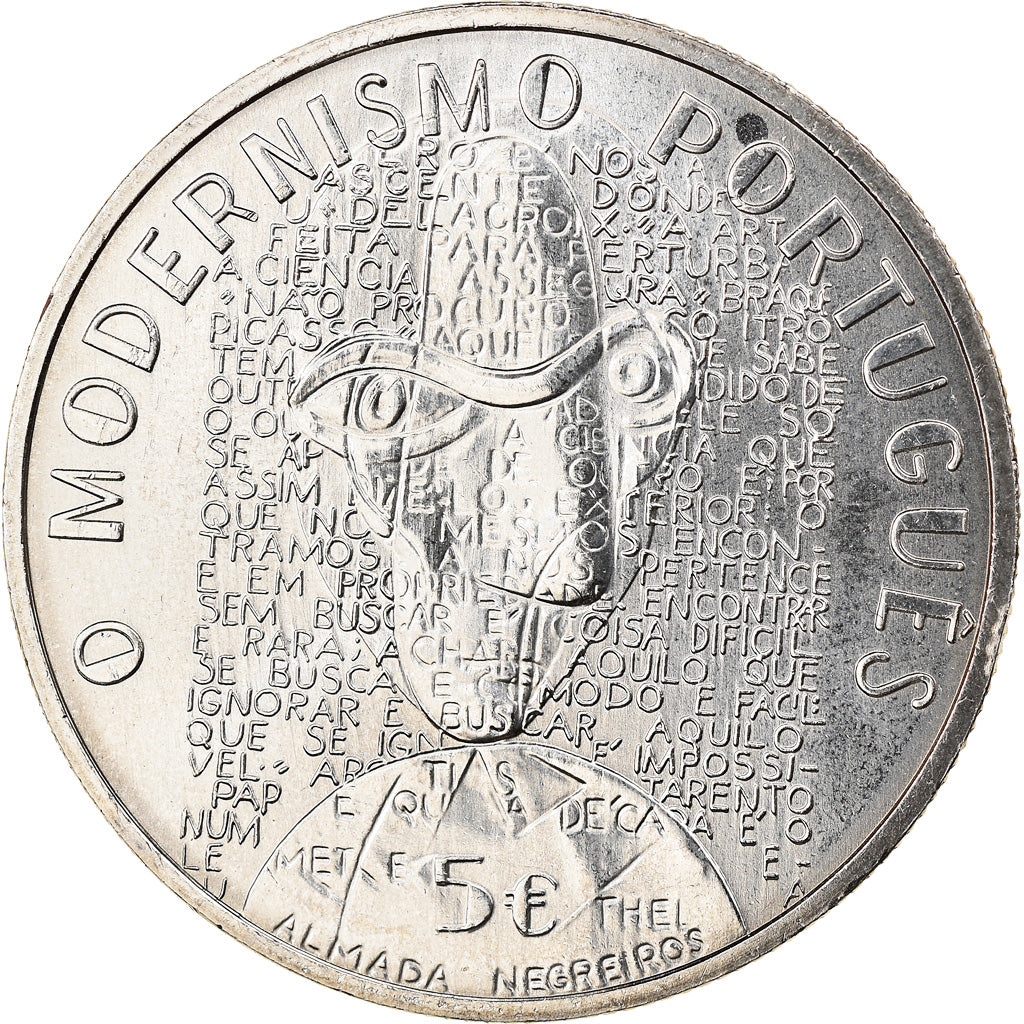 Portugal, 5 Euro, Le modernisme - Almada Negreiros, 2016, SPL, Copper-nickel