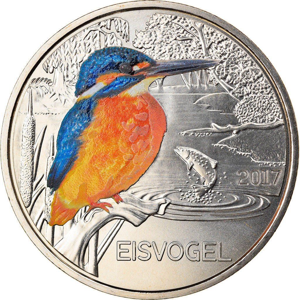 Autriche, 3 Euro, The Kingfisher, 2017, Colorisé, FDC, Copper-nickel
