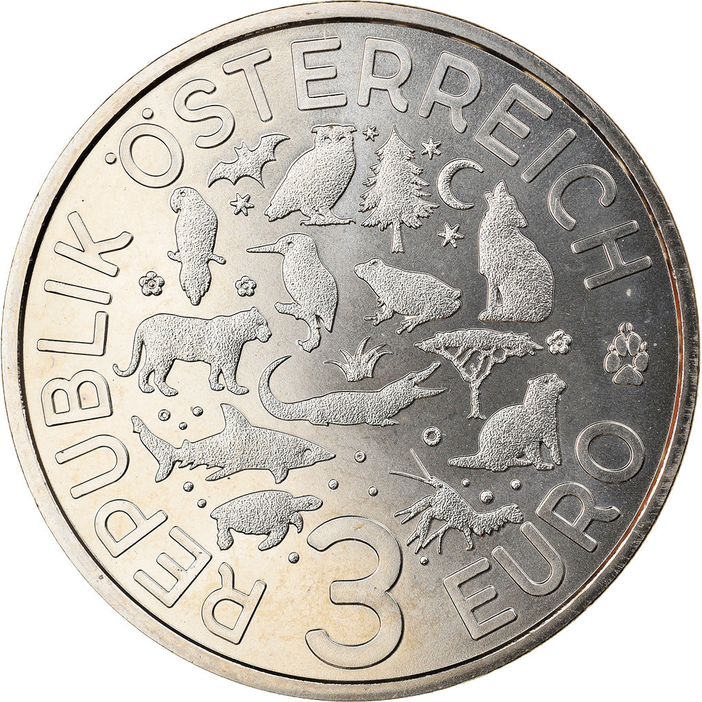 Austria, 3 Euro, The Kingfisher, 2017, Colourized, MS(65-70), Copper-nickel