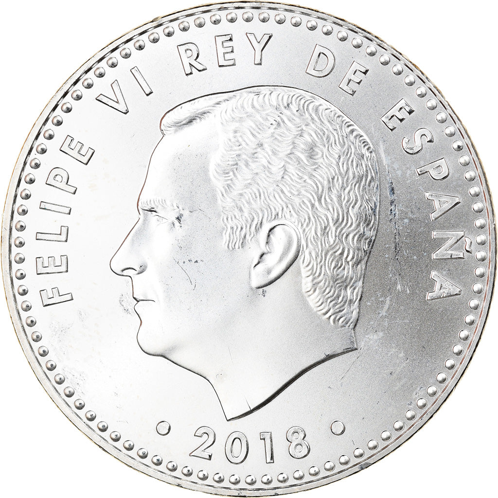 España, 30 Euro, 50th Birthday of King Felipe VI, 2018, Colourized, FDC, Plata