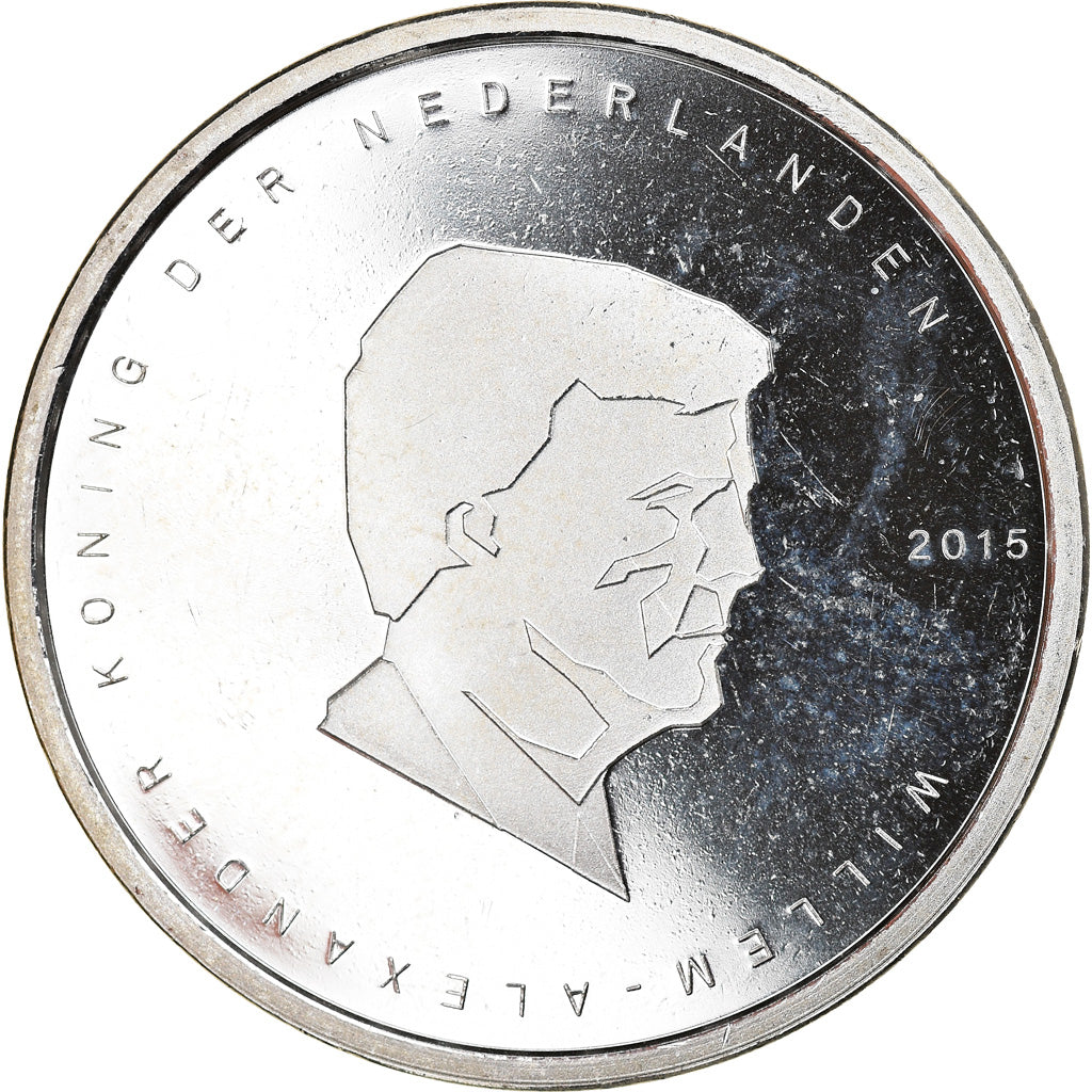Netherlands, 5 Euro, Bataille de Waterloo, 2015, AU(50-53), Copper Plated Silver